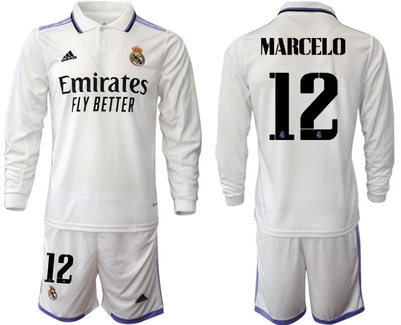 Men 2022-2023 Club Real Madrid home long sleeve white #12 Soccer Jersey